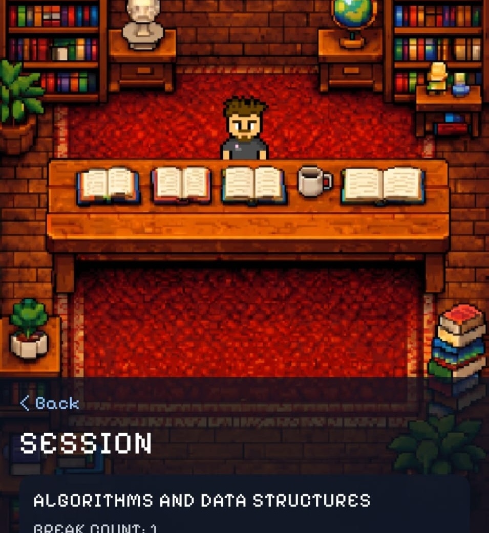 Pixel Library active session screen